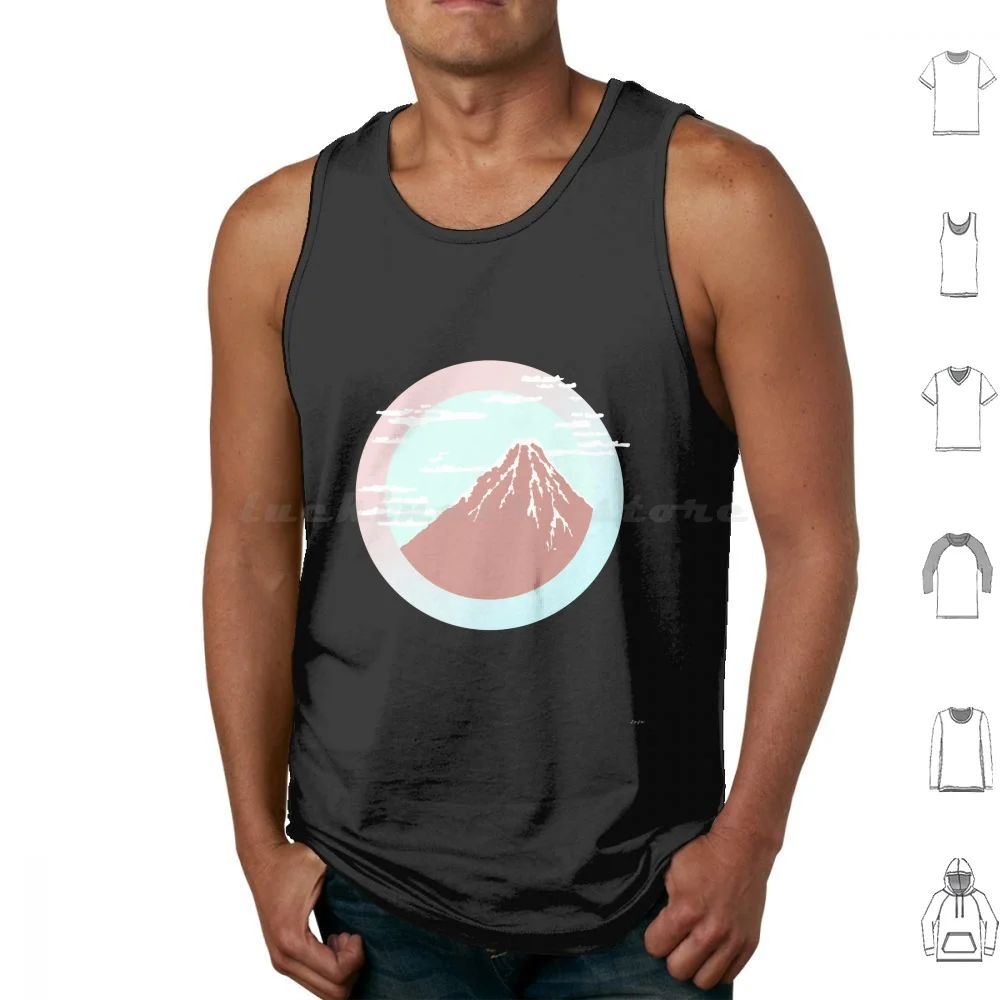 Cloudy Mountain Tank Tops Print Cotton Minimal Minimalistic Aesthetic Japan Nihon Hokusai Great Wave Vaporwave Nature Sky