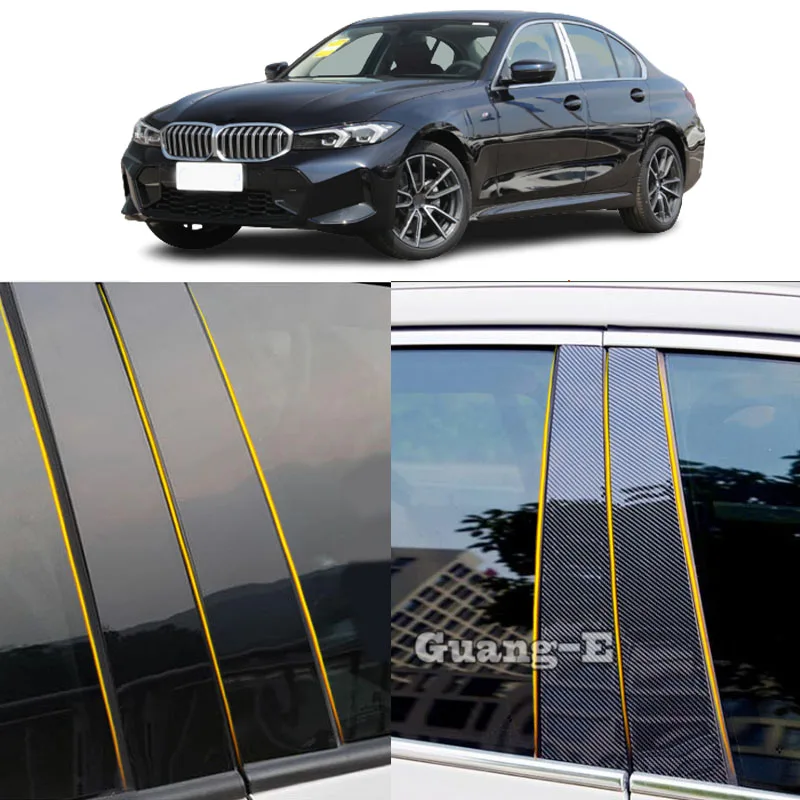 

Car PC Material Pillar Post Cover Door Trim Window Molding Sticker Plate For BMW 3 Series G20 320i 325i 330i 328i 2020 2021-2024