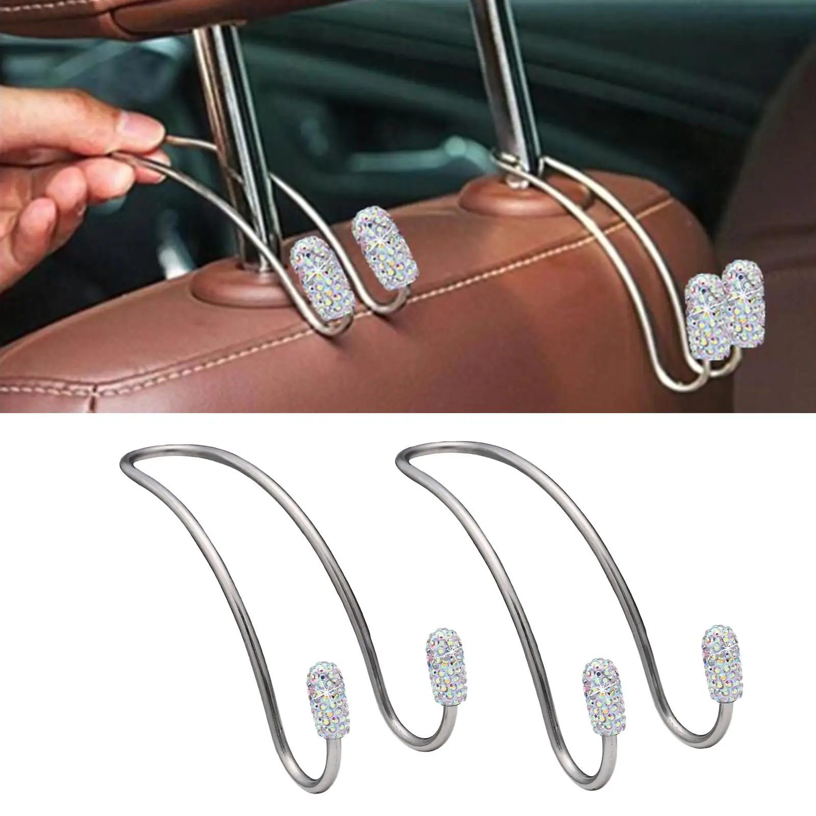 2 Packs Auto Hooks Car Hangers Organizer Seat Headrest Hooks Hanger Storage Universal for Vehicle