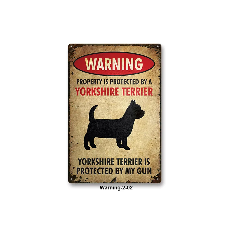 Plaque Metal Retro Dog Warning Vintage Tin Metal Sign Lover Protected Pet Sign Wall Decor Farm Home Kennel Doghouse Decoration