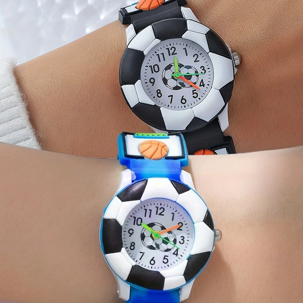 Kegllect Cartoon Enfants Montre à quartz 3D Football Bracelet en silicone Anti-chute Montres