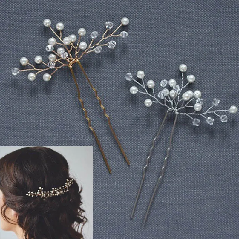 5 Pcs/Set Wedding Bridal Hairpins Simulate Pearl Hair Clips Ornaments Hairs Pins Lady Hairstyles Jewelry Accessories