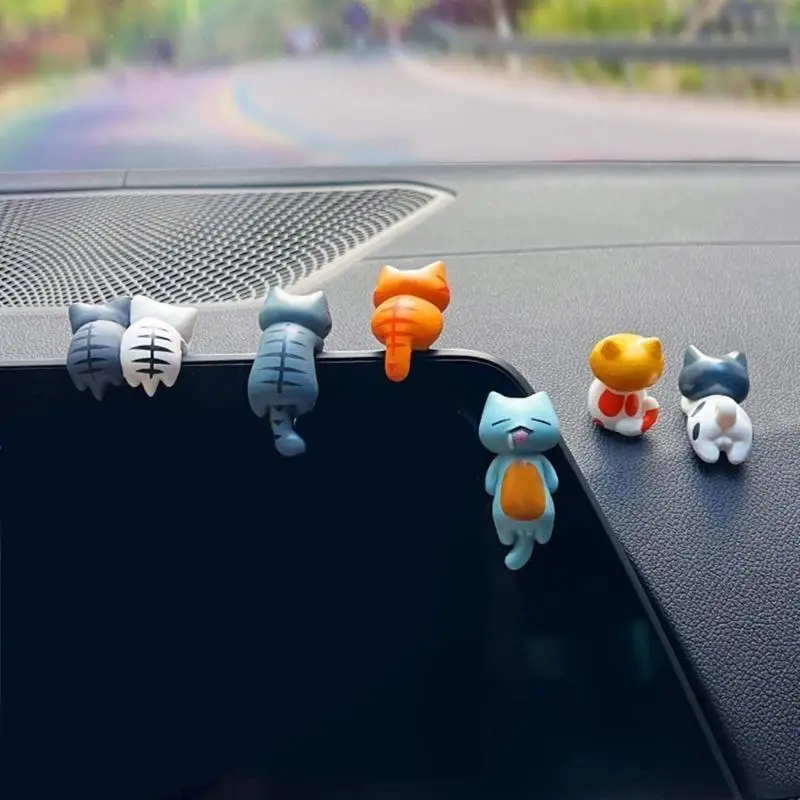 

02DE Adhesive Mini Kitten Decoration Car Interior Dashboard Decoration Auto Accessories Creative Kitten Ornament