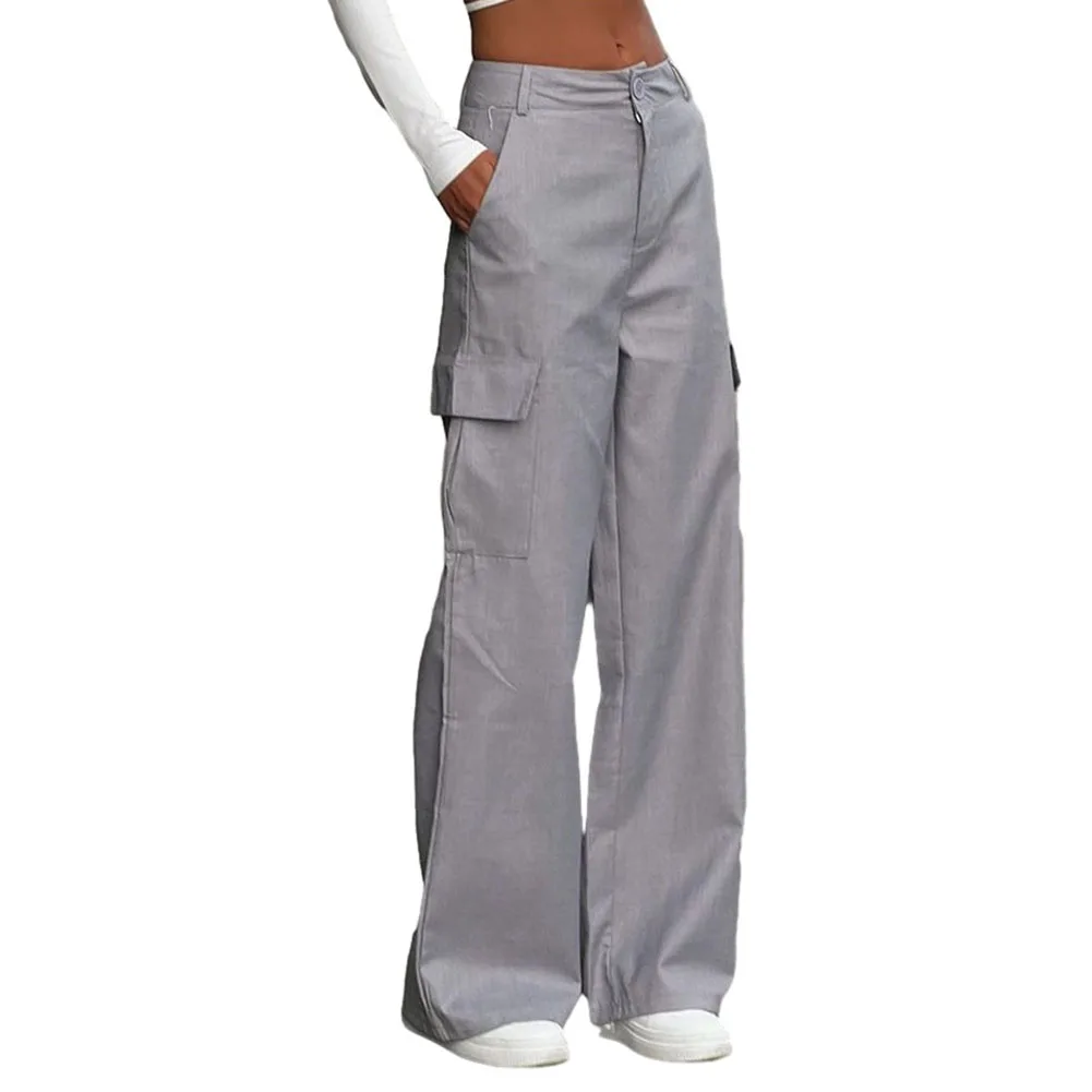 

Женские брюки с высокой талией, прямые, свободные, с карманами, широкие штанины, винтажные, новые, модные, универсальные