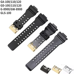 Silicone Rubber Watch Band Strap Fit For Casio G Shock GA110 GA100 400 Replacement Black Waterproof Watchbands16mm Accessories