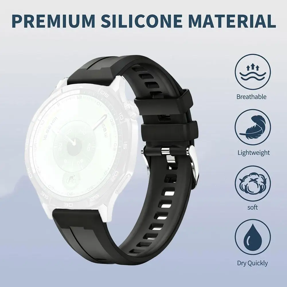 لساعة هواوي GT6 حزام سيليكون سوار ساعة اكسسوارات حزام ساعة سيليكون لساعة هواوي GT6 استبدال V2A6
