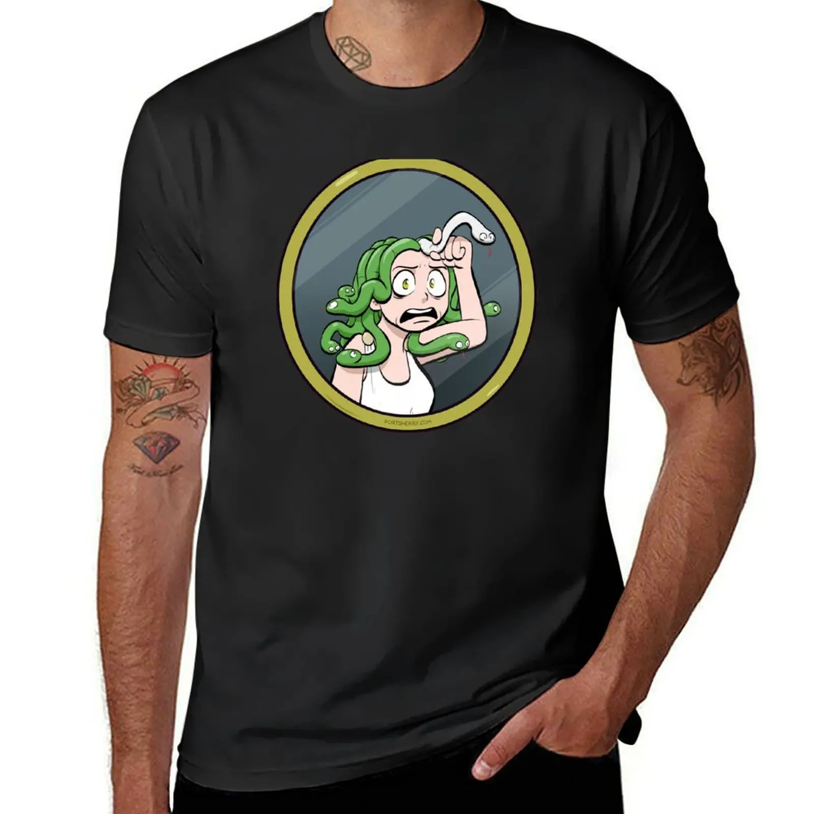 Medusa is defeated by a mirror T-Shirt vintage customs design your own men clothing