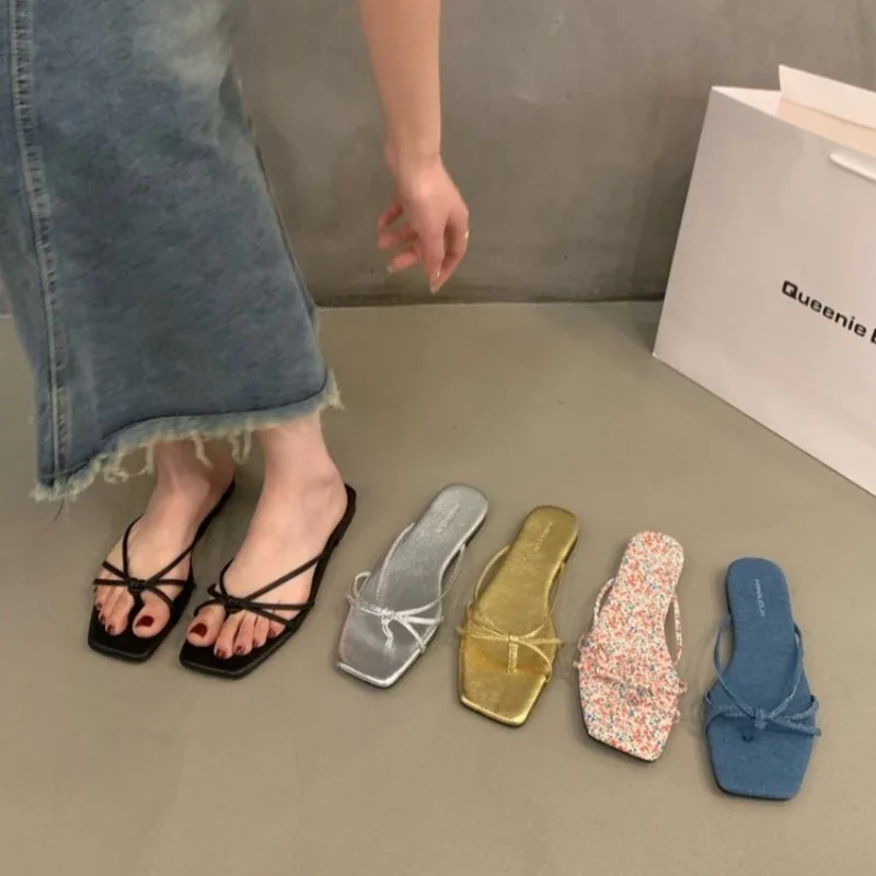 

CNMR Women's Luxury Flip Flops Gold Silver High Heels White Sandals Women Mules Slippers Ladies Summer Shoes Mujer