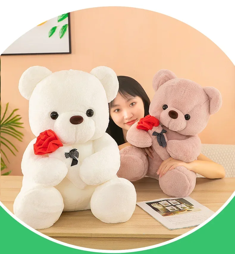 25-55CM  Valentine\'s Day roses teddy bear animal plush toys for girls teddy bear dolls