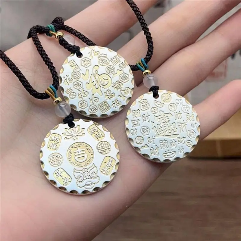 

S999 Gold-Plated Round Silver Necklace No Matter Men And Women Style Fortune Pendant Ancient Me