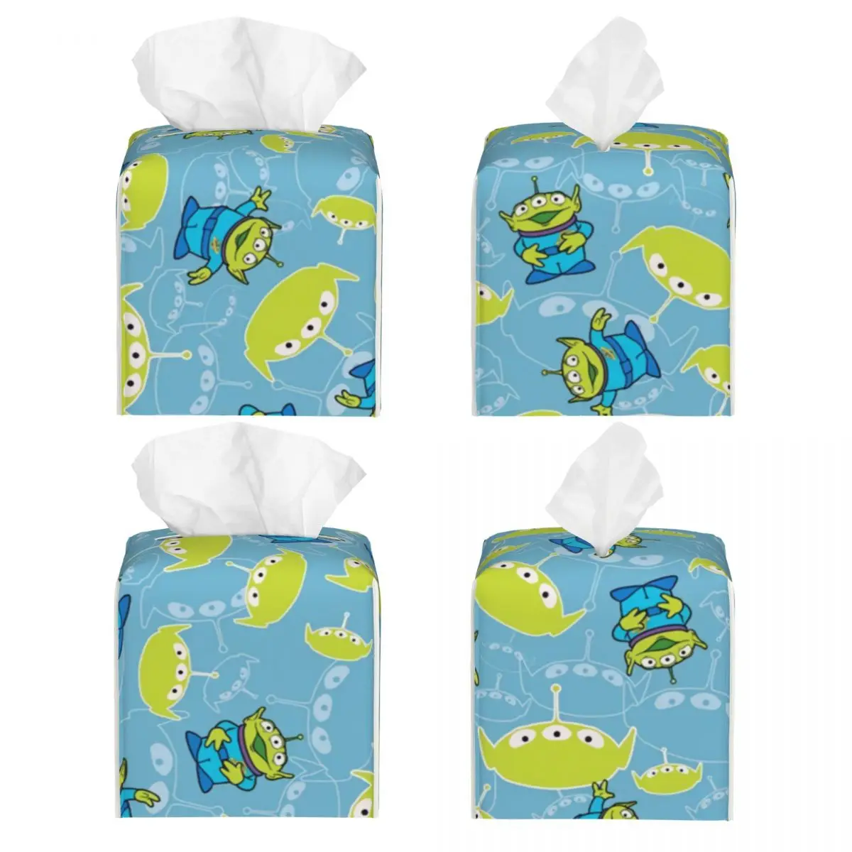 Custom Alien Toy Story Facial Tissue Box Cover Square Cartoon PU Leather Tissue Box Holder for Car Bathroom