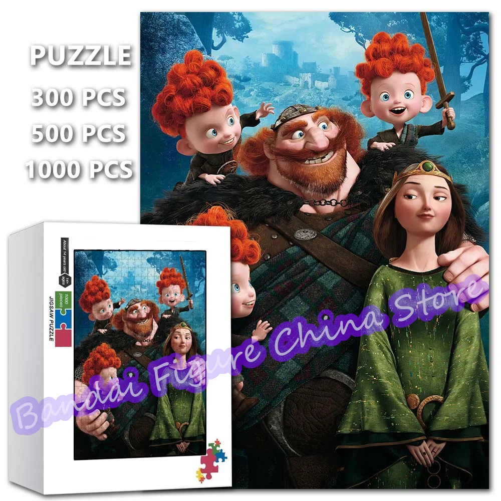 

Brave 300/500/1000 Pieces Cartoon Movies Print Jigsaw Puzzle Disney Princess Merida Puzzle for Kids Decompress Educational Toys