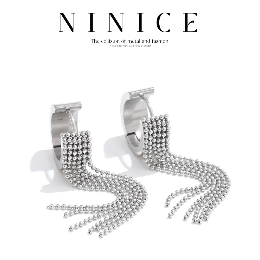 

NiNice Stainless Steel Earrings Choice Jewelry Hanging Tassel Long Waterproof PVD Plated Design Personalized Gift New