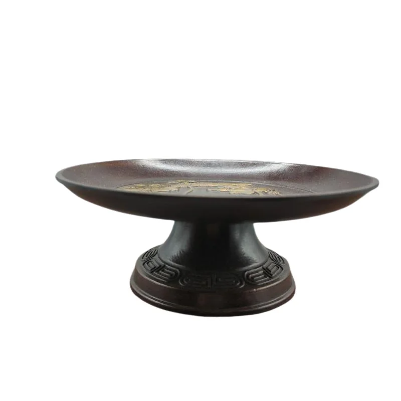 

Old Red Copper Gilding Buddhist Polishing Tibetan Solid Smoothly Auspicious Manza Decorate Sacrificed Fruit Putting Plate Craft