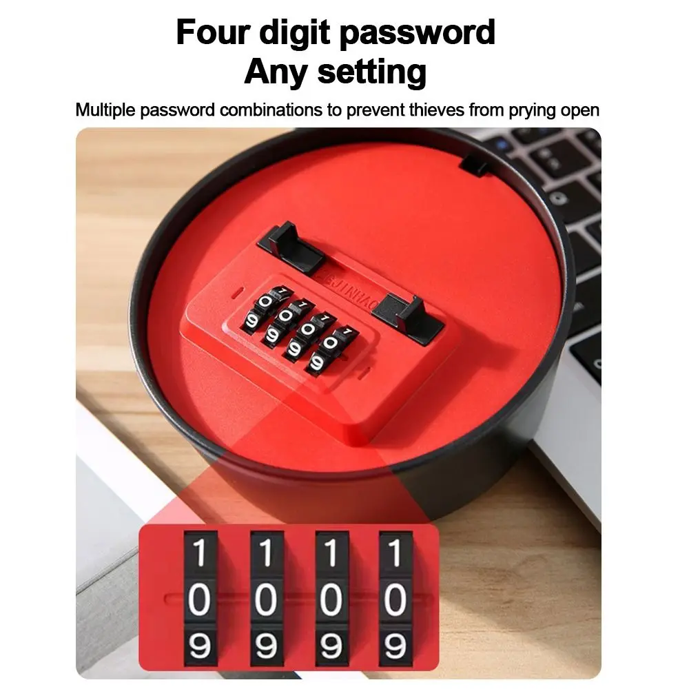 Durable Round Shape Password Box Wall Mount Resettable Code Key Storage Case Hidden Security Code Lock Outdoor Use