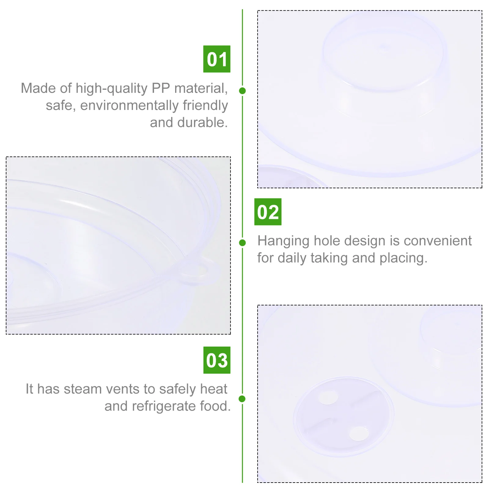 

3 Pcs Fresh Cover Dish Fresh-keeping Food for Microwave Oven Protector Covers Heat Resistant Splatter Pp Plates