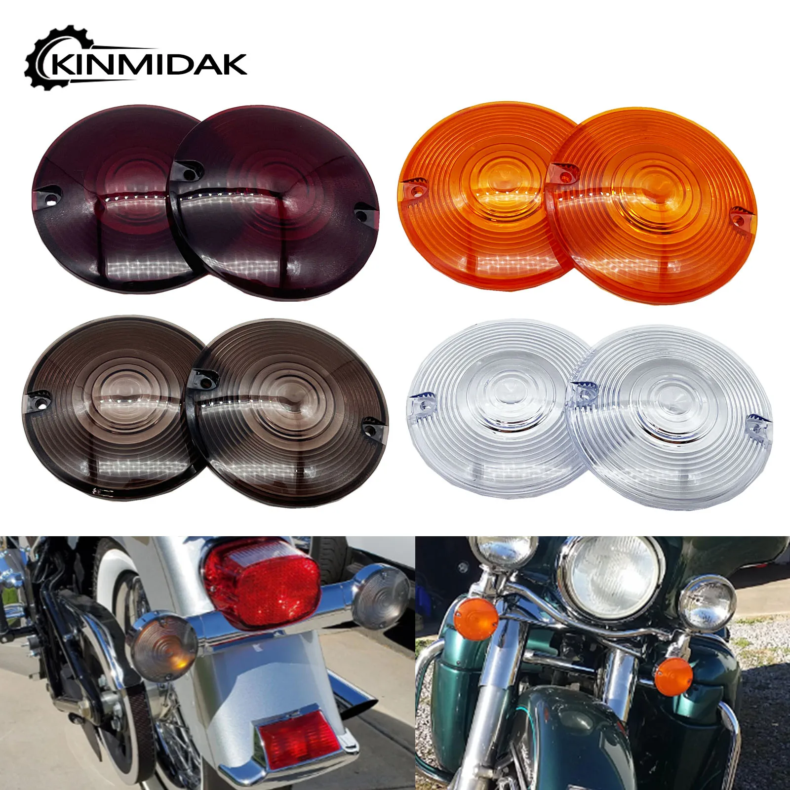 3 1/4 Inch Flat Motorcycle LED Turn Signal Lens Cover For Harley Road King Touring Electra Glides Heritage Softail Sportster XL