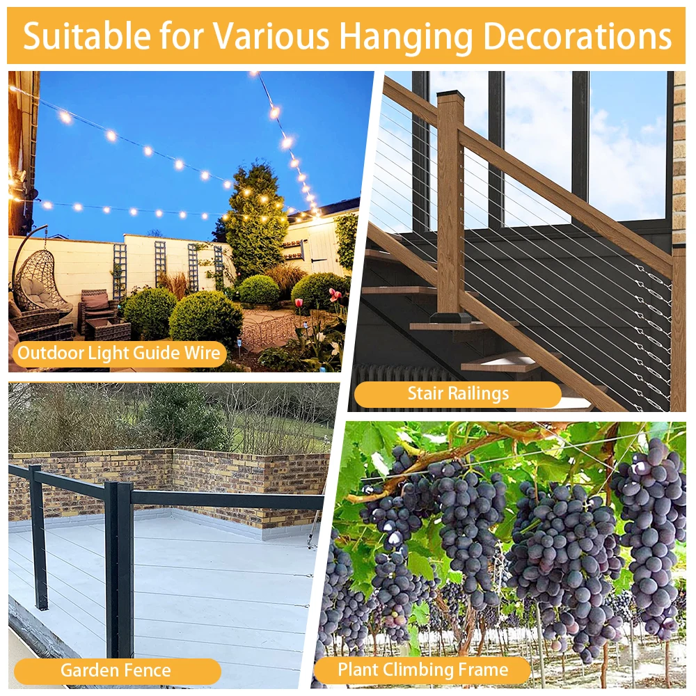 20/30/40M Stainless Steel Wire Rope With PVC Coating Adjustable Camping Clothesline Camping Tent Rope Safety Fence Rope