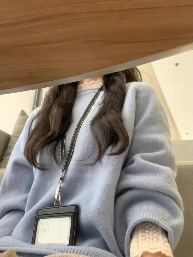 

Korean Sle Lazy College Soft Plump Women's Sweater 2025 New Autumn Winter Knitted Top Loose Fit Long Sve round Ne