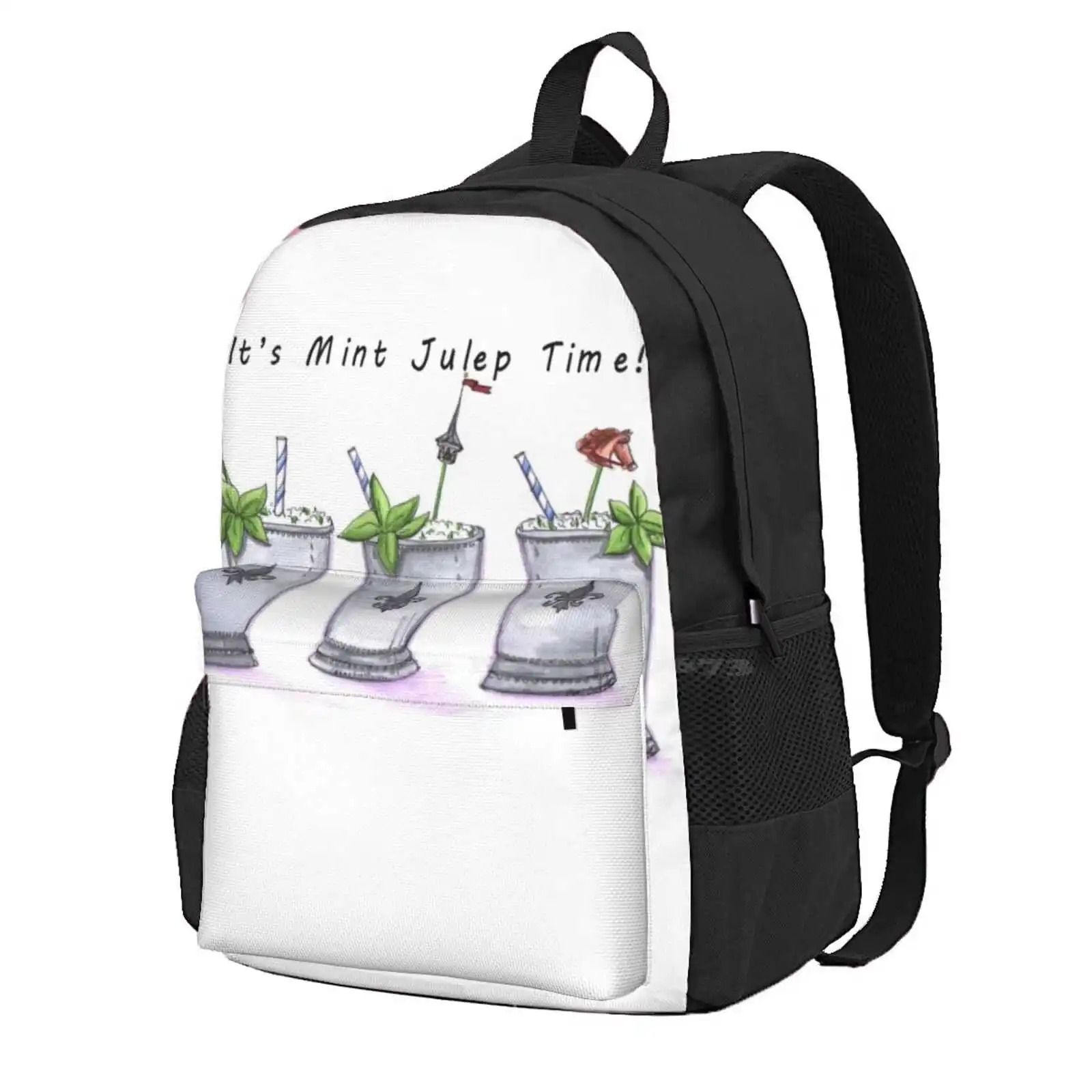 It'S Mint Julep Time! Hot Sale Schoolbag Backpack Fashion Bags Mint Julep Drink Horse Race Derby Horse Racing