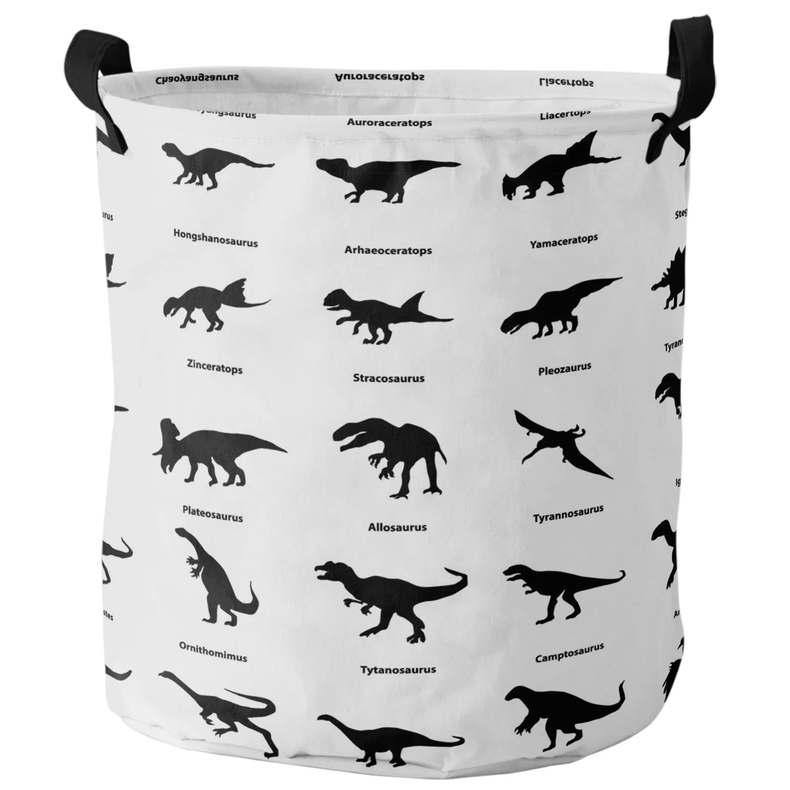 Dinosaur Silhouettes Black White Dirty Laundry Basket Foldable Waterproof Home Organizer Basket Clothing Kids Toy Storage Basket