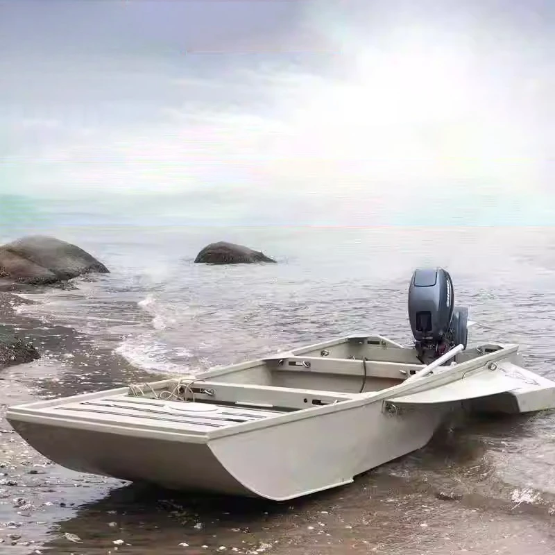 Removable portable folding fishing boat with outboard engine drive