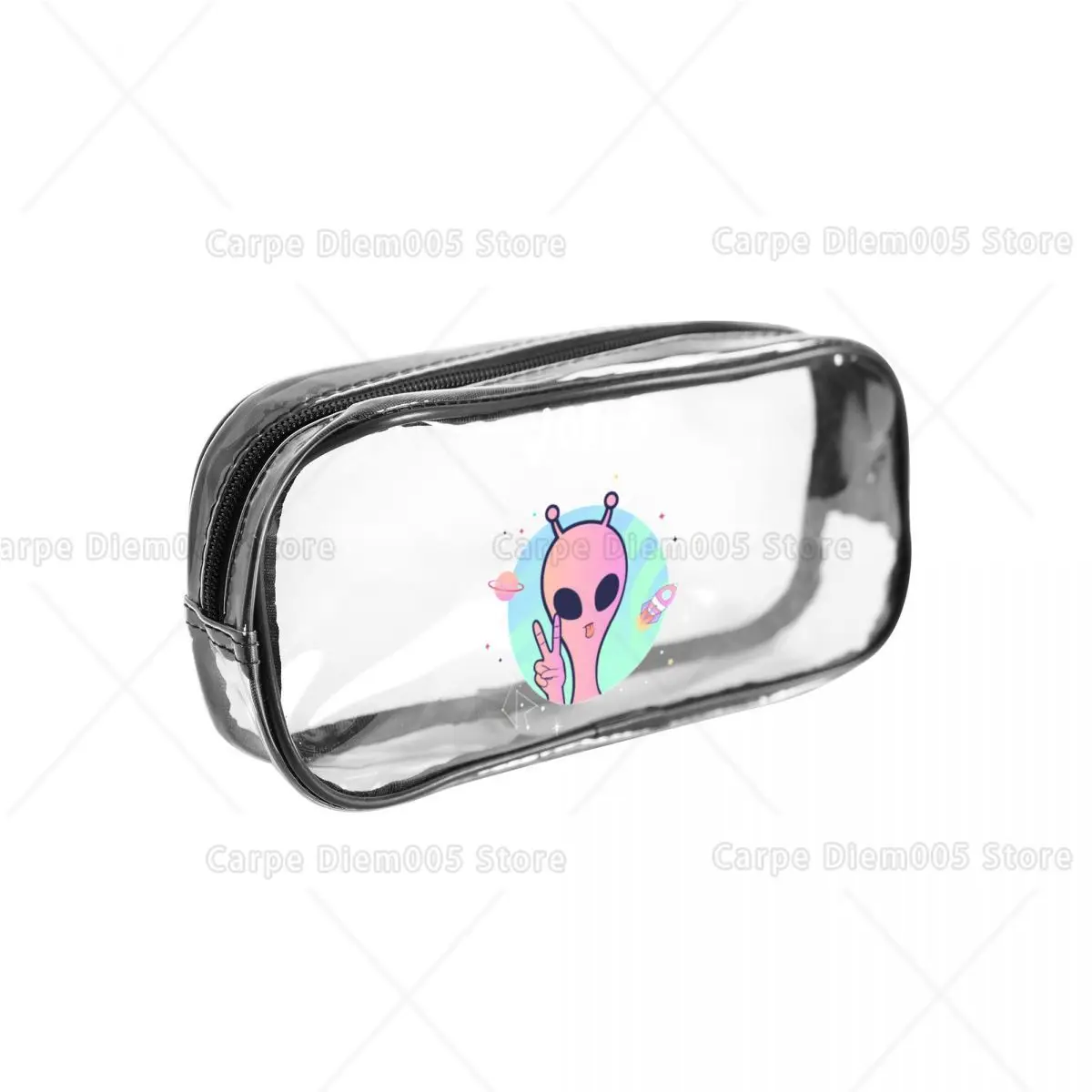 

Милый пенал Kawaii Alien Heart из ПВХ с дизайном в виде сердечек и космонавтов, прочный прозрачный чехол на молнии, портативный органайзер для канцелярии