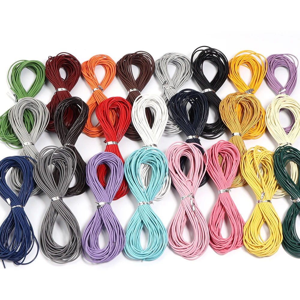 

10 ярдов/лот 1/1,5/2/3/4 мм круглый шнур из натуральной кожи красочная кожаная веревка для изготовления ювелирных изделий DIY ожерелье браслет аксессуары