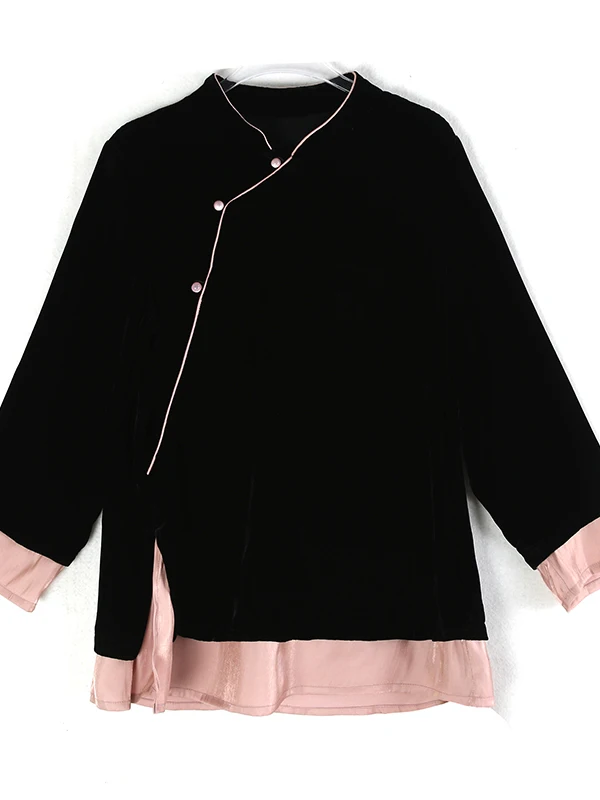 Women's Velvet Base irt Faionable Traditional Chinese Sle Gold Tead Velvet Long Sve Autumn Winter New Arrival