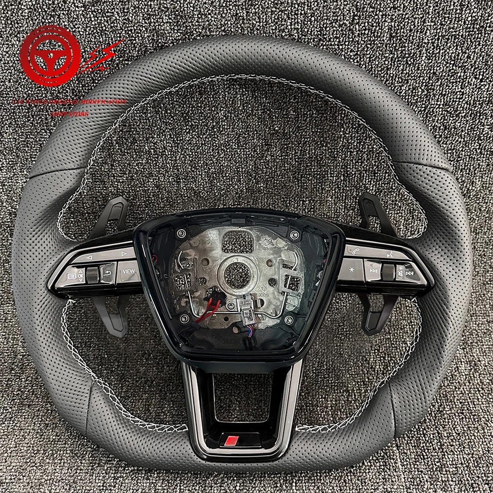 

For Audi A6L A7 C8 Upgrade Black Perforated Leather Sports Steering Wheel With heating