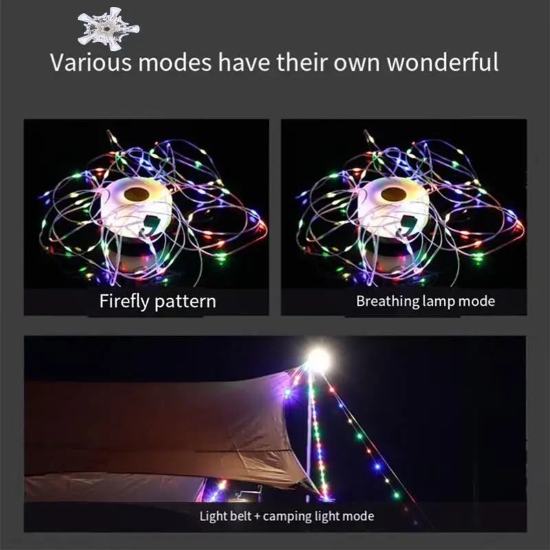 

New Camping Lamp Colorful String Lights Lighting Flashlight LED Magnetic Charging Outdoor Atmosphere