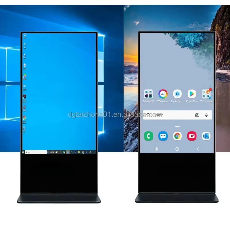 

55/65-дюймовый тотемный дисплей Windows Android, реклама, ультратонкий домашний напольный постер с цифровыми вывесками