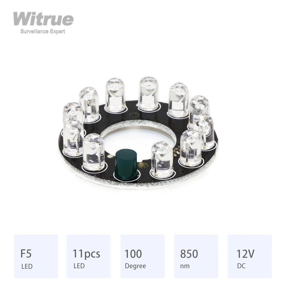 Witrue LED IR Board 11pcs 850nm 100 Degree DC5-12V for 2.8mm 3.6mm 4mm Lens CCTV Accessories