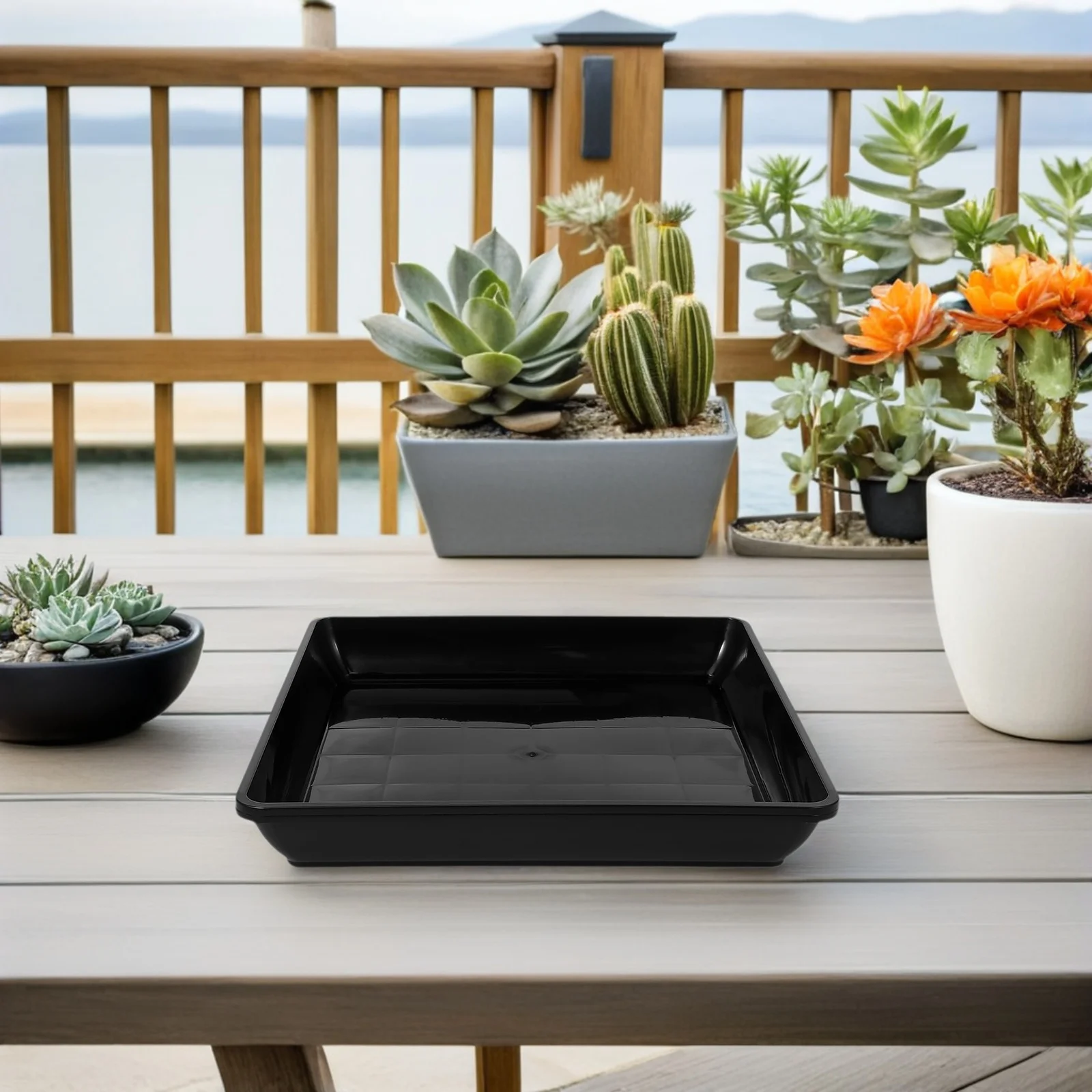 

6pcs Square Plastic Flower Pot Durable Weather Resistant Plant Saucer Water Catcher For Succulents Stable Base Drip Tray Outdoor