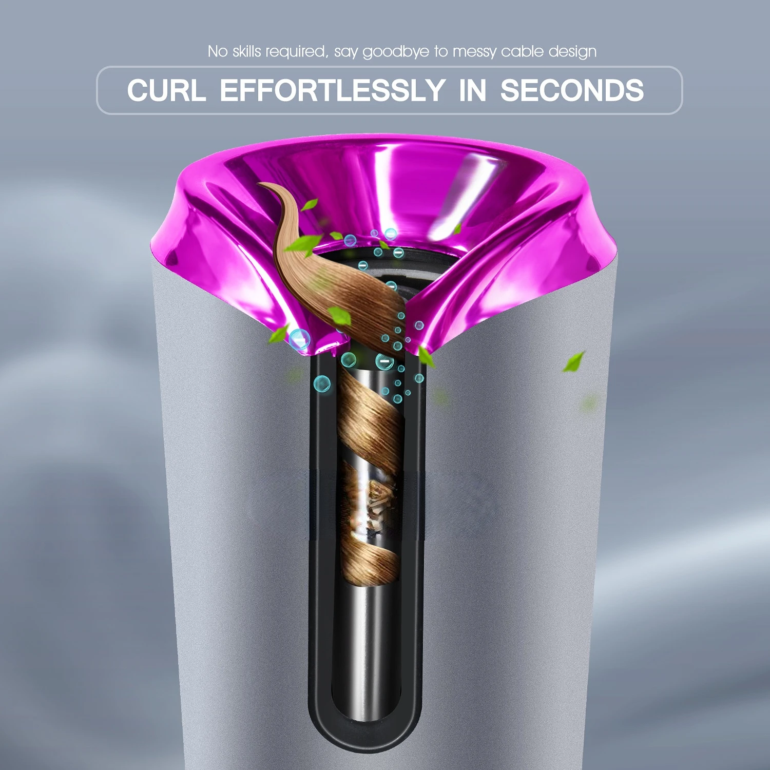 Pengeriting Rambut Tanpa Kabel Profesional Pengeriting Rambut Otomatis Pengeriting Rambut Otomatis Pengeriting Rambut Putar Dapat Diisi Ulang USB Tampilan LCD Nirkabel