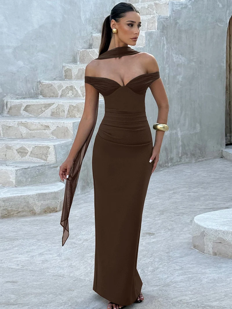 DGLUKE ปิดไหล่ Backless Maxi ชุดผู้หญิง Sweetheart คอชุดเข้ารูปชุดราตรียาวชุดราตรี