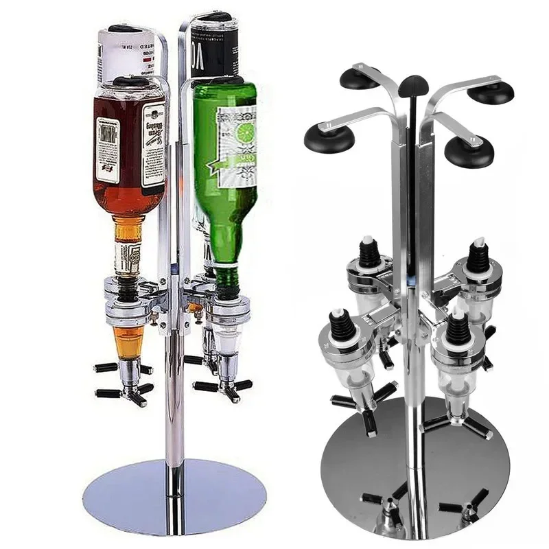 4 Heads 6 Heads Cocktail Stand Drinks Optics Dispenser Holder for Bar Butler Rotary Stainless Steel Wine Juice  Wine Bottle