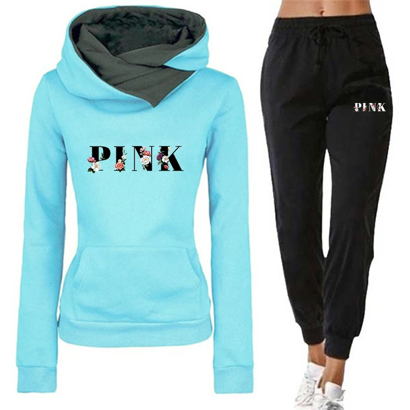 Autumn Winter 2 Piece Set Tracksuit Women Sportwear Hoodies Pullover Woman Sweatshirts Baggy Trousers Jogger Pants Warm Outfits