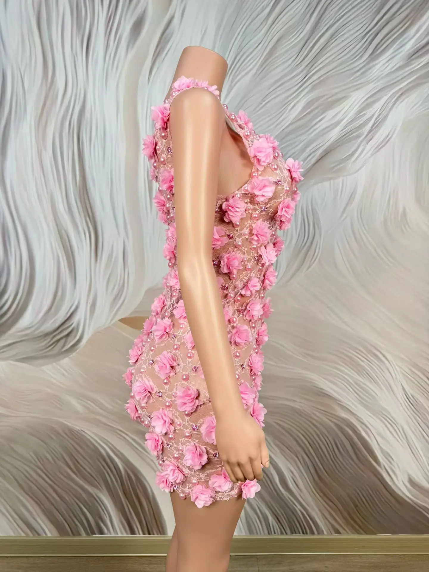 

Fenhuaduo Elegant Women Prom Gowns Pink Flower V-neck Strap Dress Birthday Cocktail Princess Dress Sharon Said Evening Dress