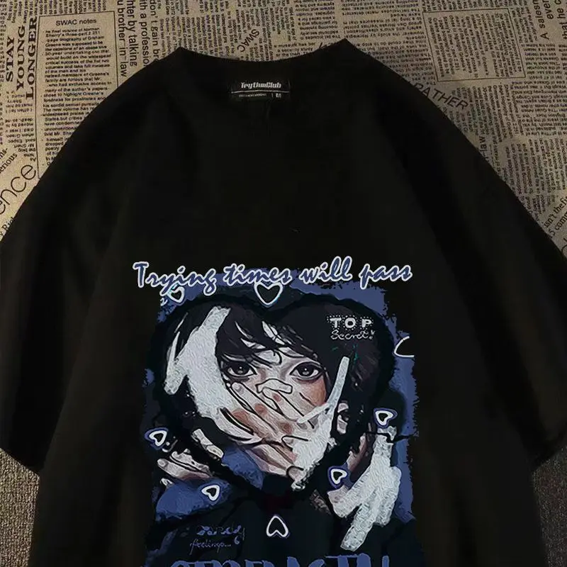 

Fashion T Shirt Men Women Tshirts Y2k Tops Print Loose Street Hip Hop Oversized Top Female T-Shirt Streetwear