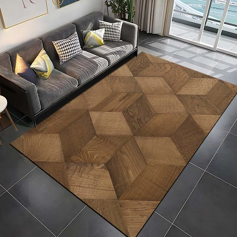 

15 Size 3D Wood Grain Pattern Rug Carpet for Living Room Bathroom Mat Creative Doormat Carpet for Bedroom Home Decor