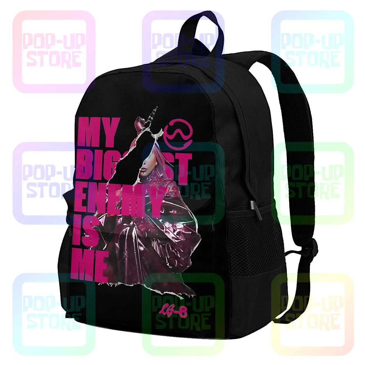 My Biggest Enemy Is Me Lady Gaga Singer Chromatica Album Large Capacity Backpack Travel Gym Tote Bag