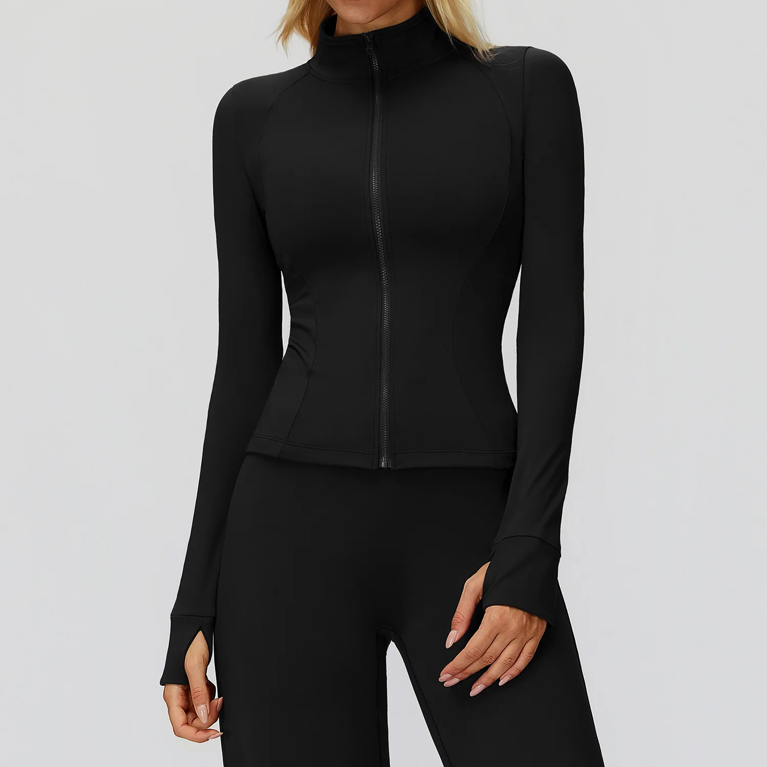 

Maxdutti Stand Up Collar Jacket With Zipper, Windproof And Versatile Warm Top, Fitness Running And Plush Sports Jacket