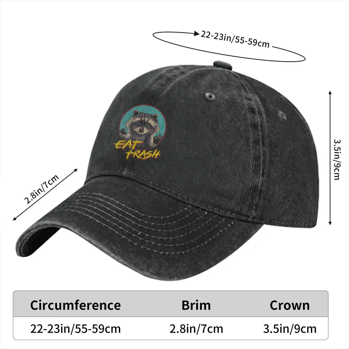 Eat Trash Classic Baseball Cap Men Hats Women Visor Protection Snapback Racoon Animals Caps