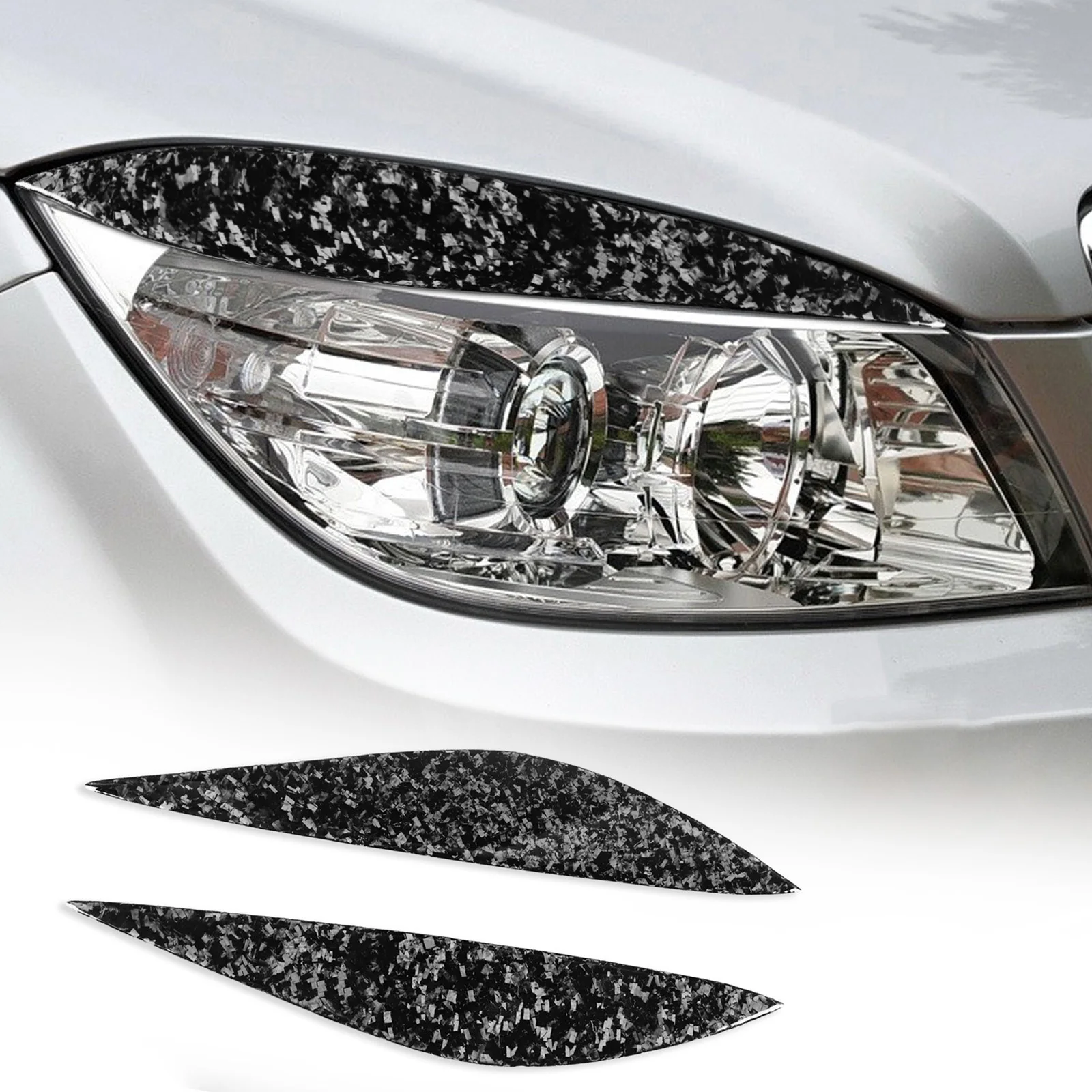 

Forged Carbon Fiber Headlight Eye Lid Eyebrow Cover For Benz C Class W204 2008-2011