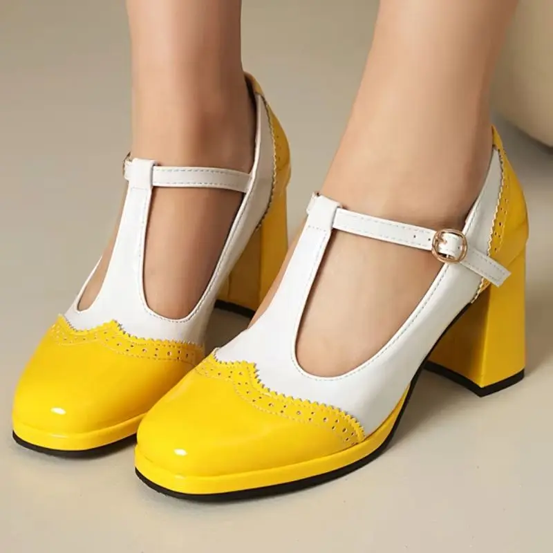 

Fashion Women's High Heels Pumps Mary Jane Shoes Square toe Platform Heeled Party Office Shoes Ladies 2026 Spring Plus Size 48