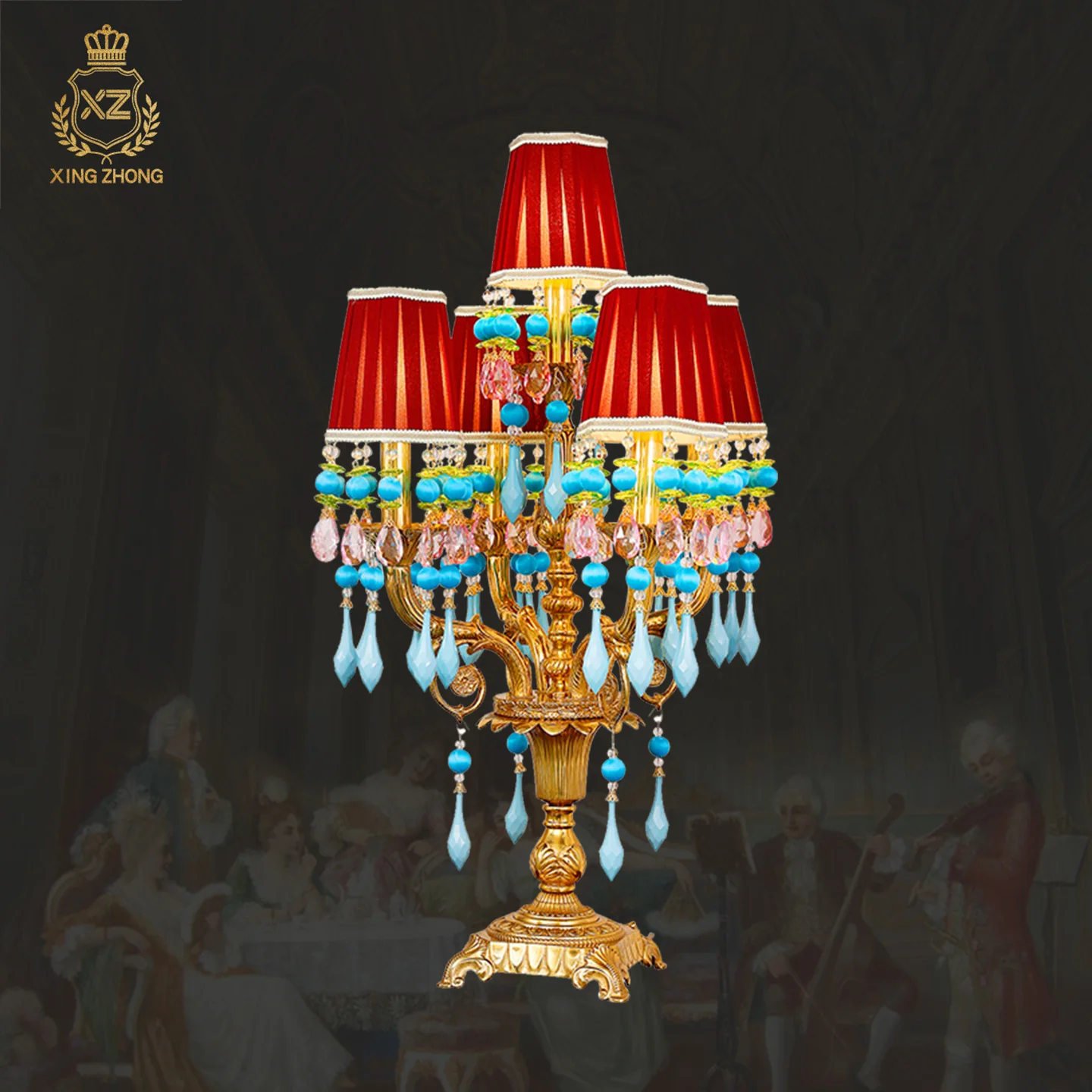European Elegant Fabric Decorative Living Room Sofa Edge Brass Table Lamp Bedroom Study Mood Reading Light