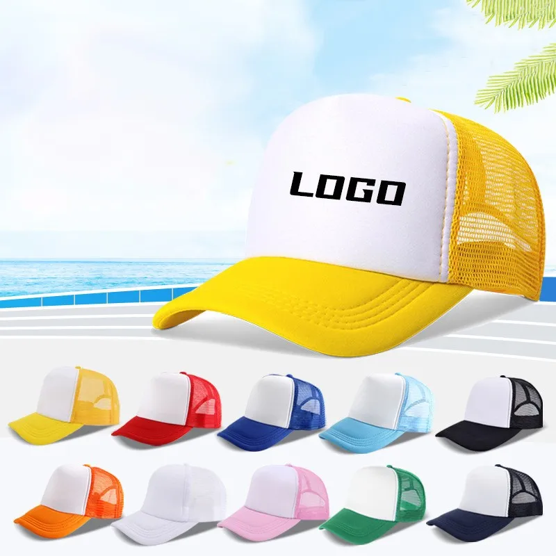 Custom Logo Printed Baseball Caps For Men Women Summer Half Mesh Sponge Breathable Advertising Hat Boys Girls Sunshade Wholeasle