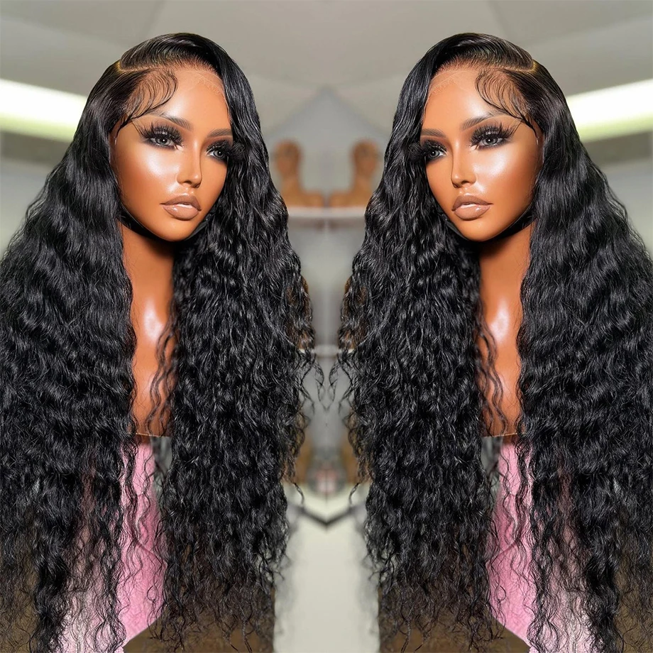 13x4 Deep Wave Lace Front Human Hair Wigs For Women 30inch Indian Water Curly HD Lace Frontal Wig Wet And Wavy Lace Closure Wigs