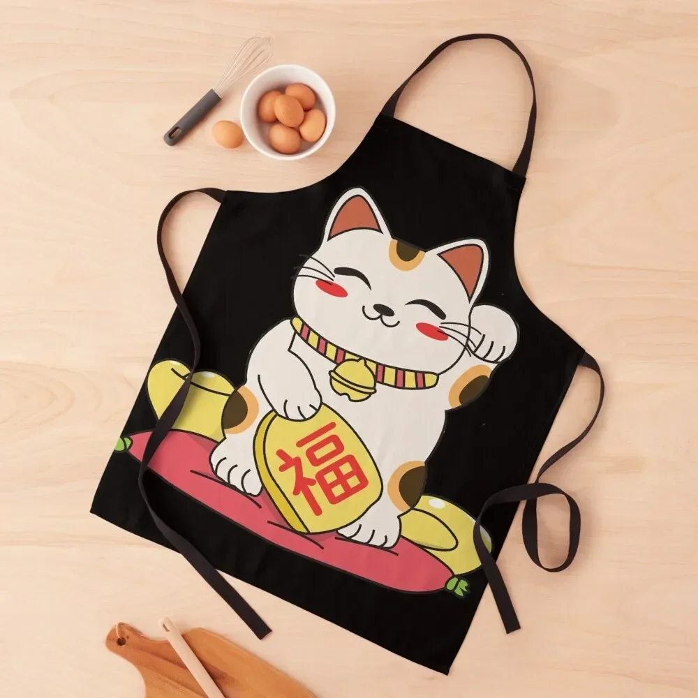 

Kawaii Maneki Neko Apron christmas kitchen restaurant accessories esthetician Professional Barber Apron